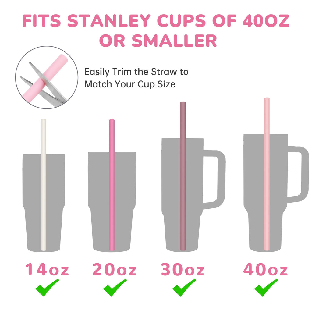 Tomorotec 12" Reusable Silicone Drinking Straws 15PCS with 2 Brushes, Compatible with Stanley Tumblers 40oz 30oz 20oz, Customizable for Various Drinkware, BPA-Free & Safe for Teeth (Morandi Colors)