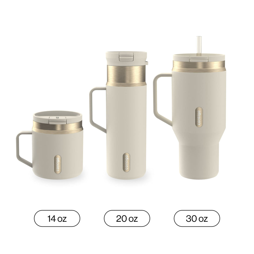 Contigo 14oz SnapSeal Insulated Stainless Steel Coffee Tumbler, Oatmilk Cream/Champagne