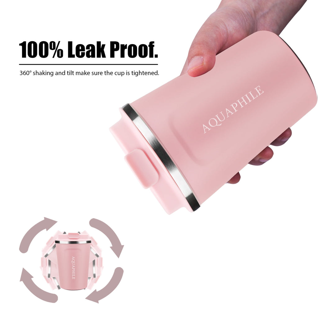 Aquaphile 17oz Coffee Mug to Go Stainless Steel Thermos Double Wall Insulated Coffee Cup Reusable Travel Mug with Leak proof Lid, White