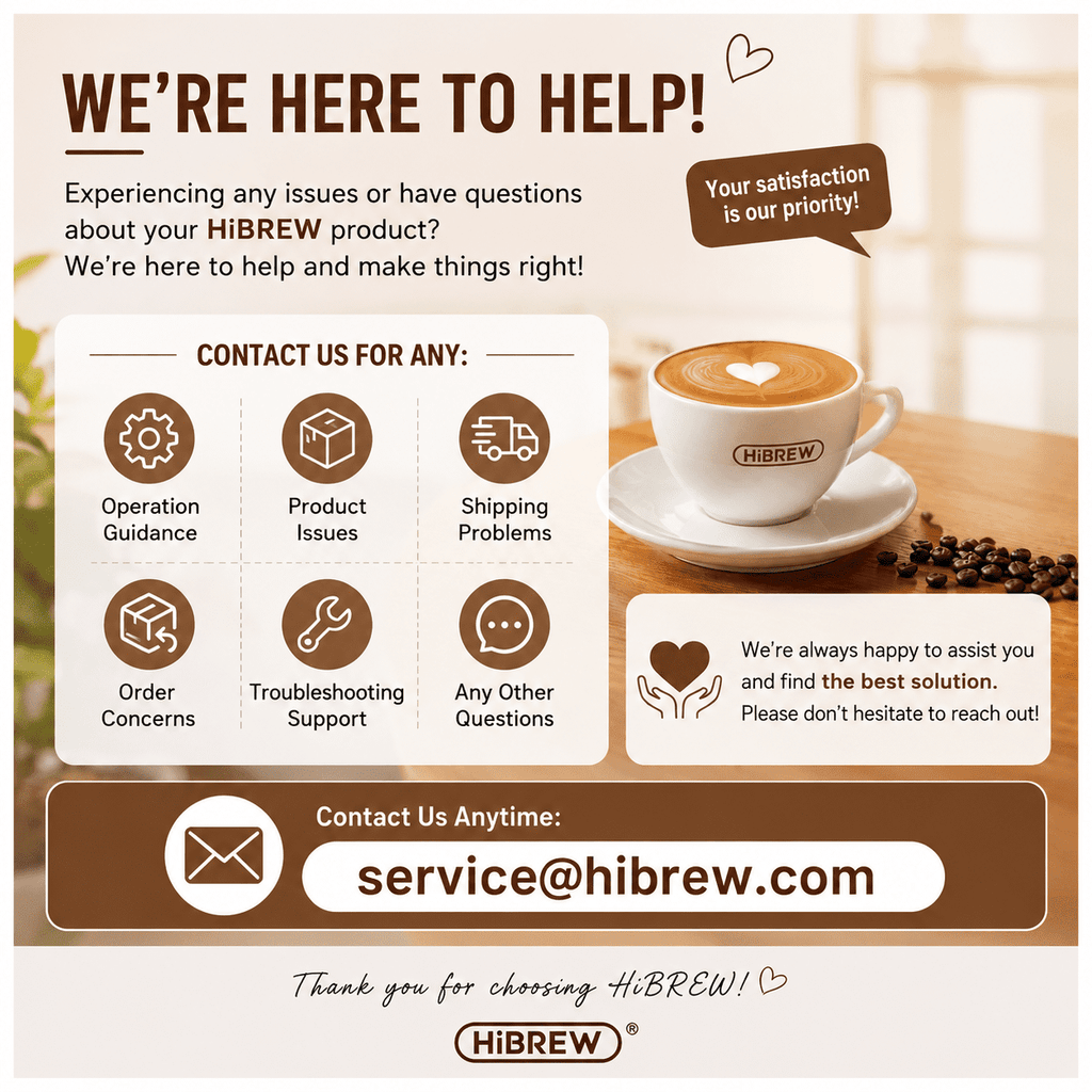 HiBREW H13 Semi-Automatic Espresso Maker - 6 Programmable Drink Modes, 1.3L Water Tank & Adjustable Pre-Infusion