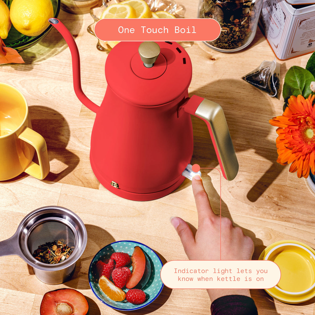 Beautiful 1-Liter Electric Gooseneck Kettle 1200 W, Chocolate by Drew Barrymore