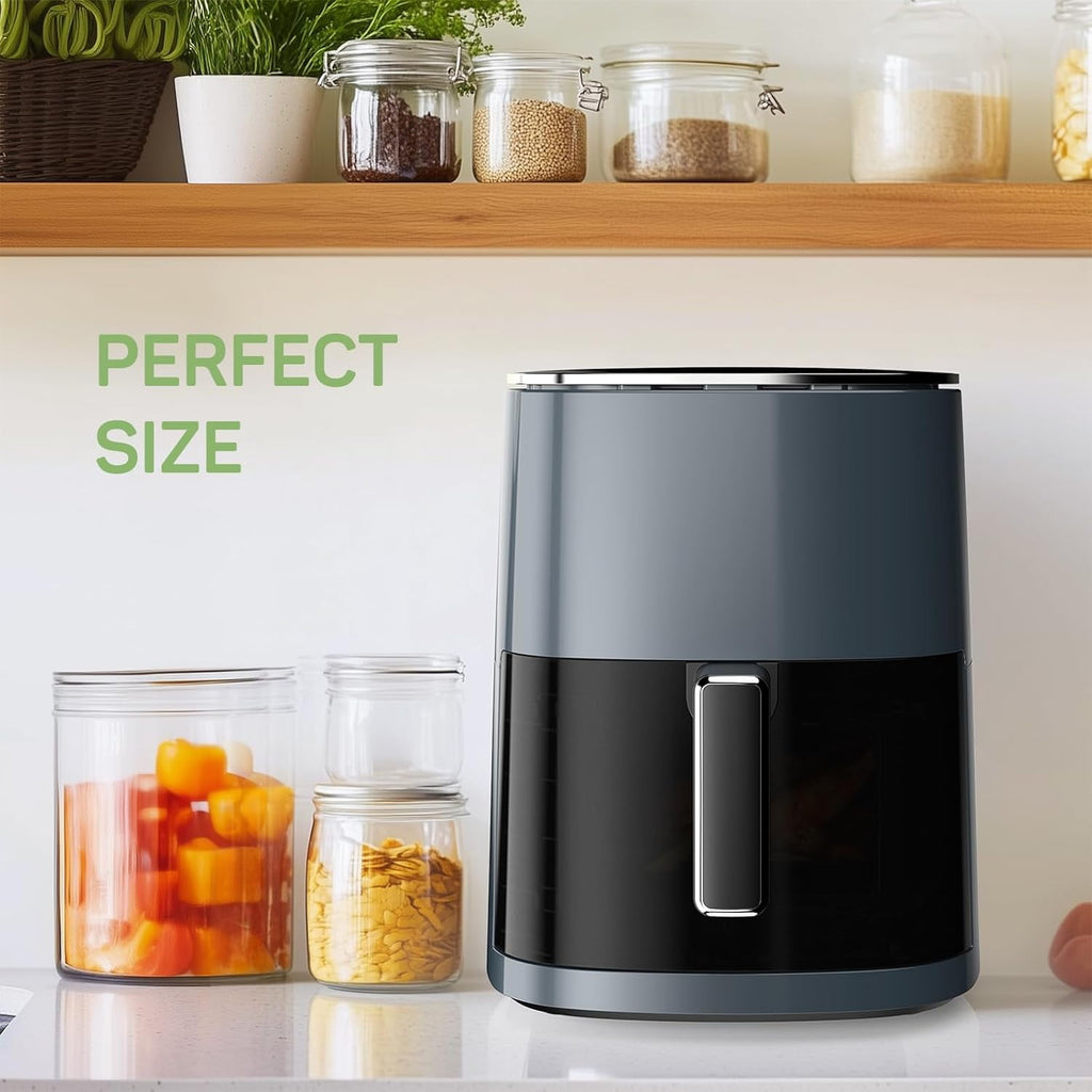 Simenmax Air Fryer, 6-Quart with Viewing Window, 12-in-1 Functions - Air Fry, Roast, Reheat, Dehydrate, Bake, Steam, and More, 400°F Max Temperature, Gray