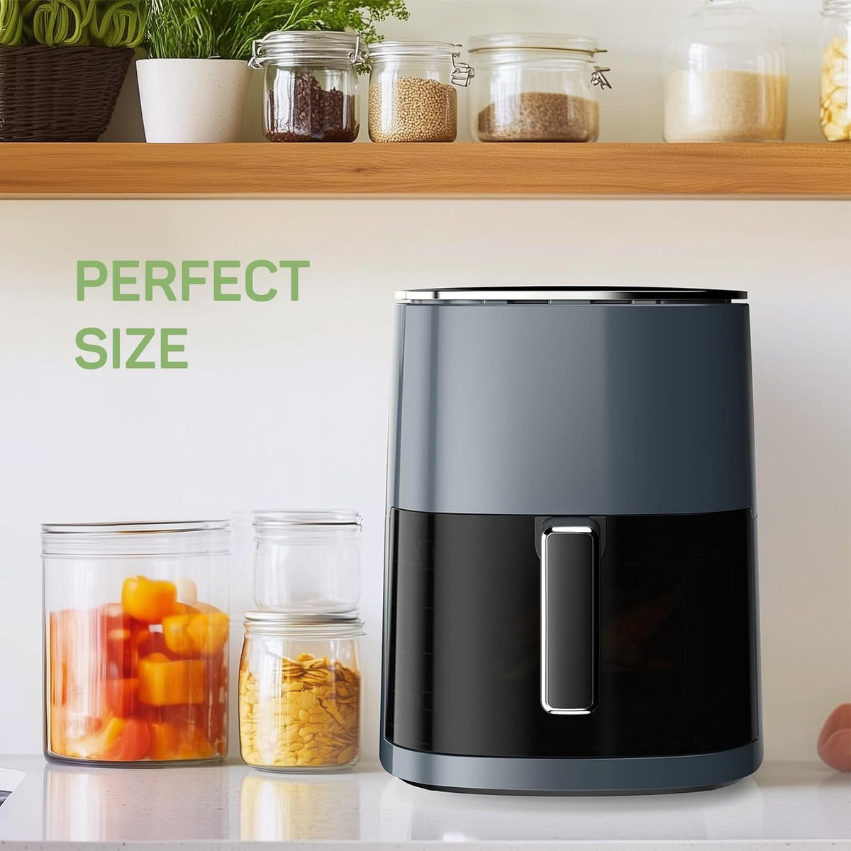 Simenmax Air Fryer, 6-Quart with Viewing Window, 12-in-1 Functions - Air Fry, Roast, Reheat, Dehydrate, Bake, Steam, and More, 400°F Max Temperature, Gray