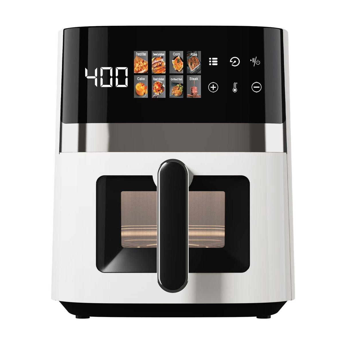 Bluebow 6QT Air Fryer, 8-in-1 Electric Hot Oven with Digital LED Touchscreen, Visible Window, 1500W, New, Black