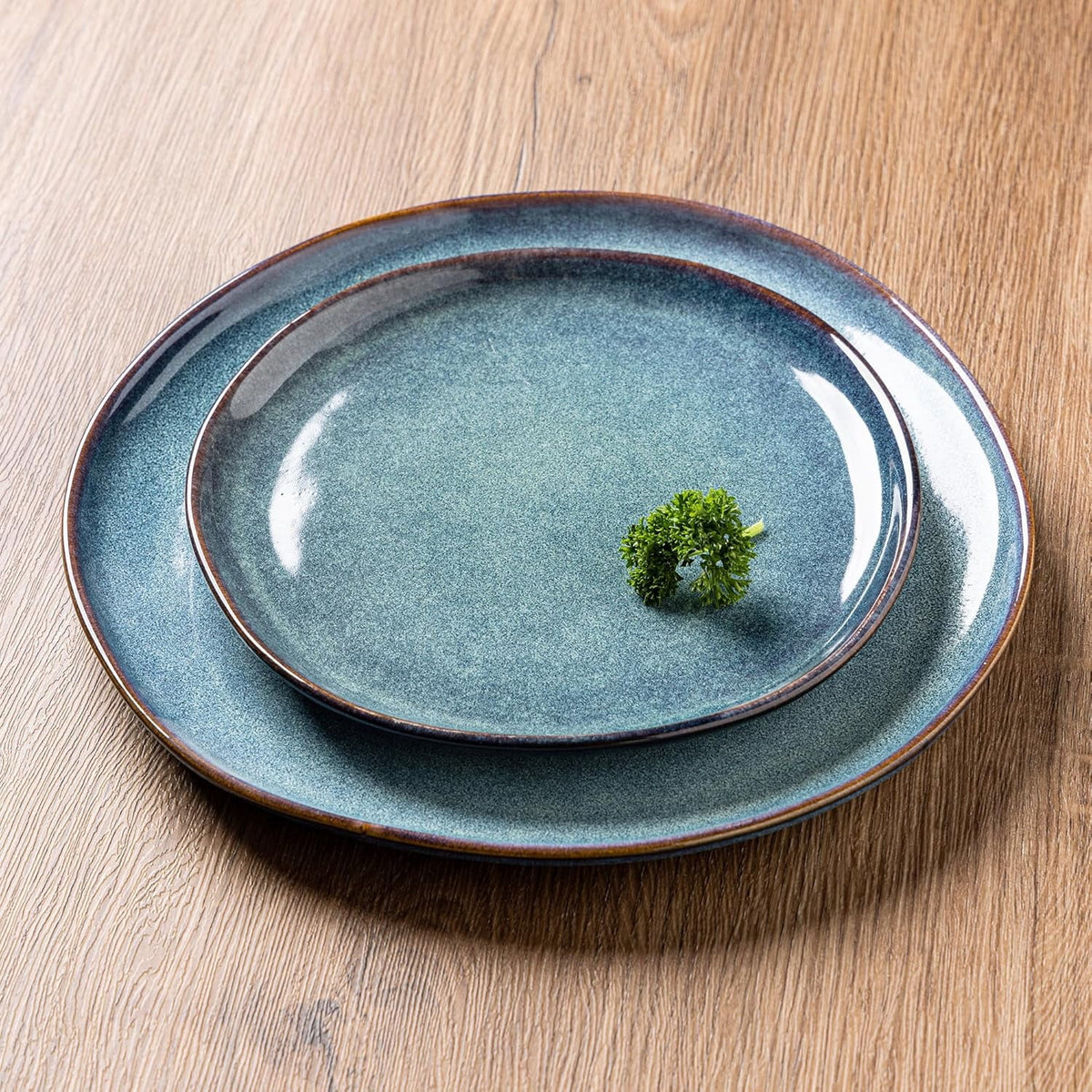 AmorArc Ceramic Dinner Plates Set of 6,10.5 Inch Handmade Reactive Glaze Stoneware Plates,Large Rustic Shape Dinnerware Dish Set for Kitchen, Microwave & Dishwasher Safe,Scratch Resistant-Pearl White