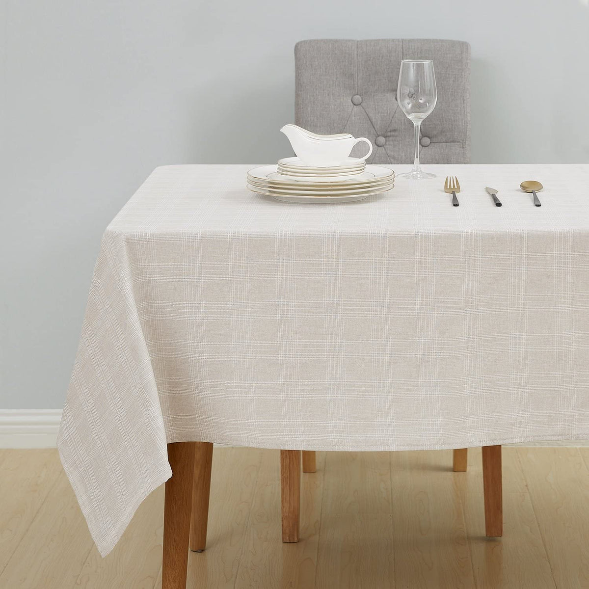 Deconovo Square Tablecloth with Waterproof Finish, Easy-Clean Polyester Table Cover, 54 x 54 Inch, Dark Gray