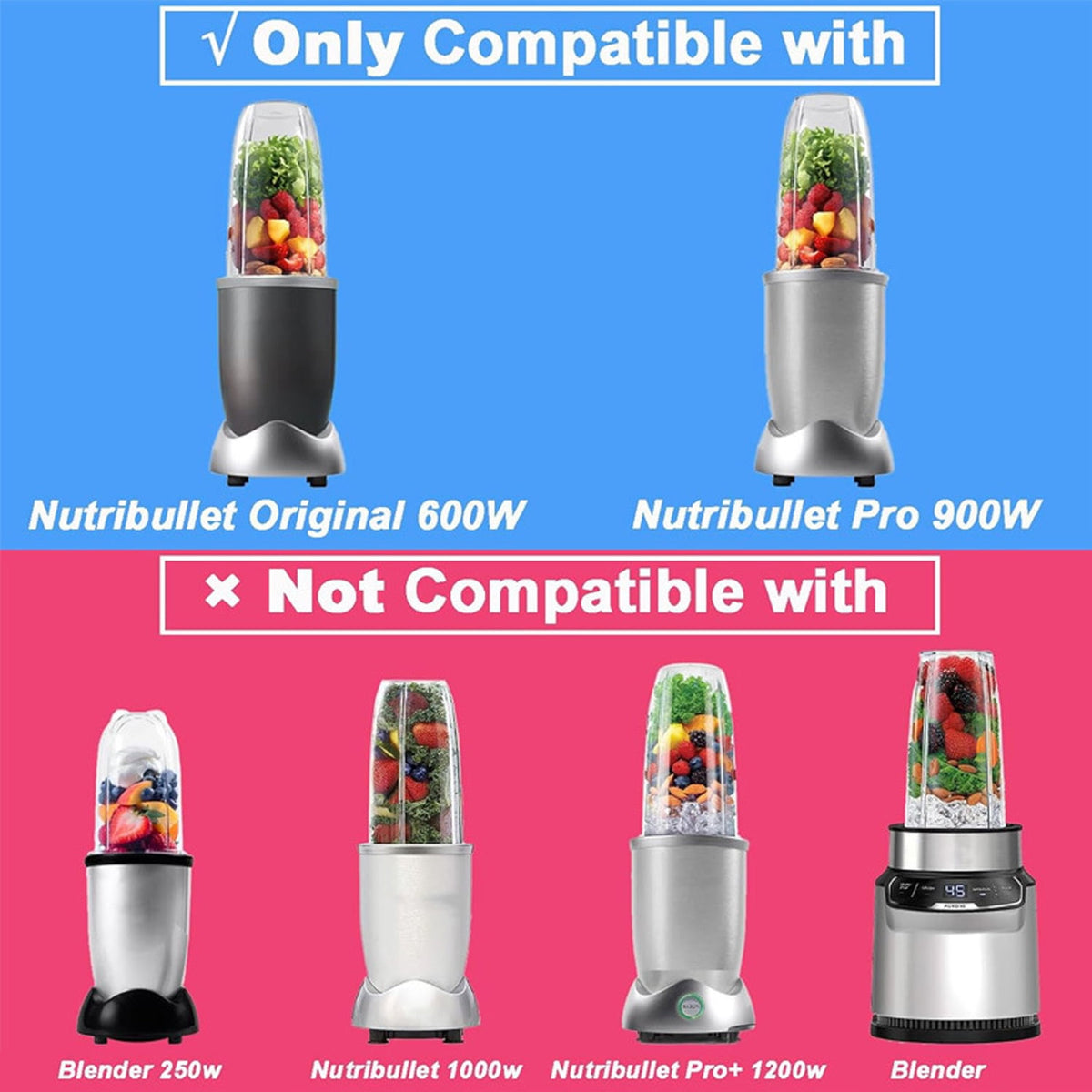 2 Pack Blender Replacement Parts for Nutribullet Blender, 24OZ Cup with Replacement Extractor Blade Compatible with Nutribullet 600W 900W Blenders