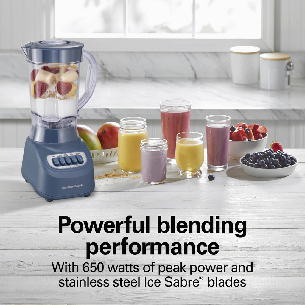 Hamilton Beach Smoothie Blender, 48 oz BPA-Free Jar 650 W 12-Function Countertop Blender for Kitchen, Black