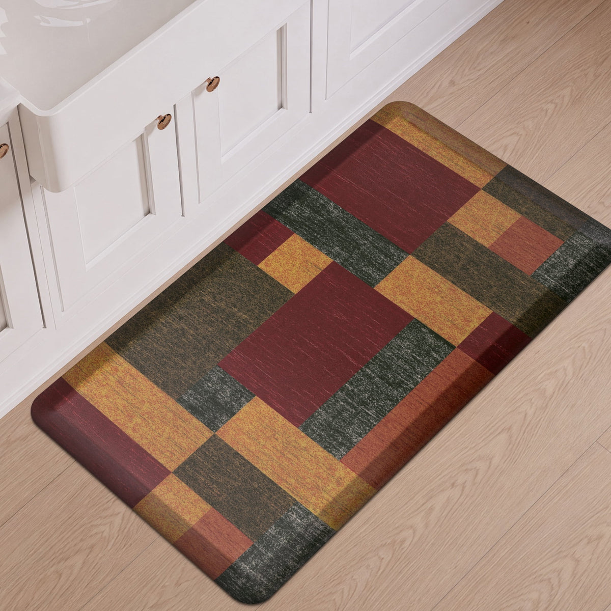 MeyJey 4/5 Inch Thick Anti Fatigue Kitchen Rug 20”x39”, Non Slip Waterproof Floor Mats for Kitchen Sink Laundry Office, Black/Gray