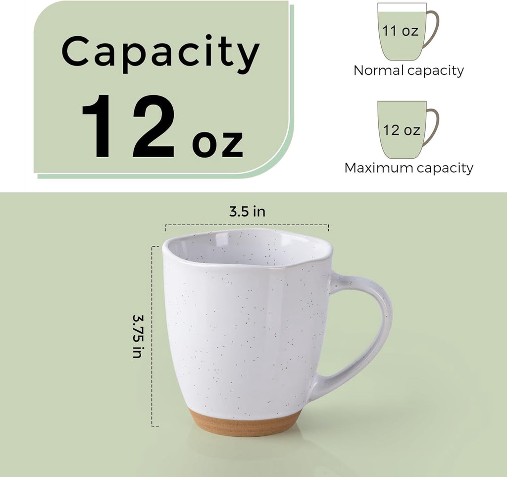 AmorArc 12oz Coffee Mugs, Ceramic Coffee Mugs set of 6 for Man, Woman, Dad, Mom, Modern Coffee Cups with handle for Latte/Cappuccino/Milk/Cocoa. Dishwasher&Microwave Safe, Light Beige