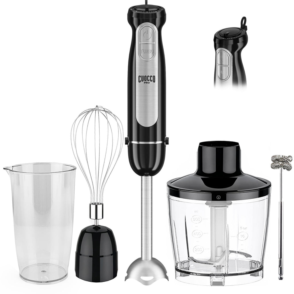 1100W Immersion Blender, 21-Speed Hand Blender with Turbo Mode, 5-in-1 Stick Blender for Smoothies, Baby Food, Soups, Purees, Black