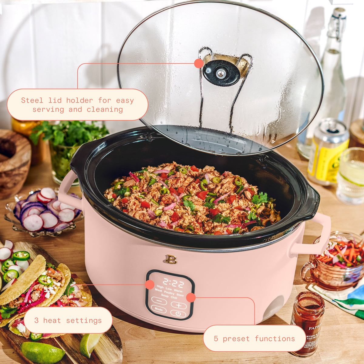 Beautiful 6 Qt Programmable Slow Cooker, Thyme Green by Drew Barrymore