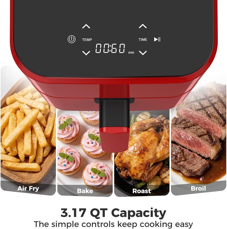 Simenmax Air Fryer, 6-Quart with Viewing Window, 12-in-1 Functions - Air Fry, Roast, Reheat, Dehydrate, Bake, Steam, and More, 400°F Max Temperature, Gray