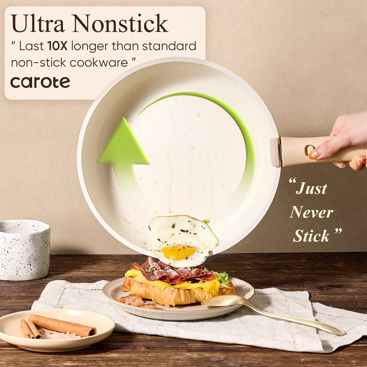 Carote 24-Piece Nonstick Cookware Set, Pots and Pans Set with Detachable Handle, Induction Compatible, Oven & Dishwasher Safe, Black