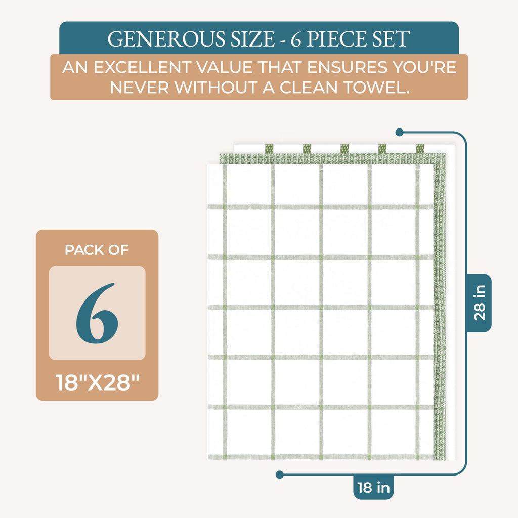 Kitchen Towels Set - Pack of 6 Cotton Dish Towels for Drying Dishes, 18”x 28”, Kitchen Hand Towels, Quick Drying Kitchen Towel Set - Beige