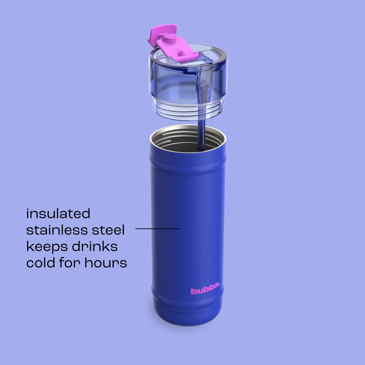 Bubba 32oz DualSip Insulated Stainless Steel Water Bottle with Straw & Sip Lid, Moodbooster Purple/Blue