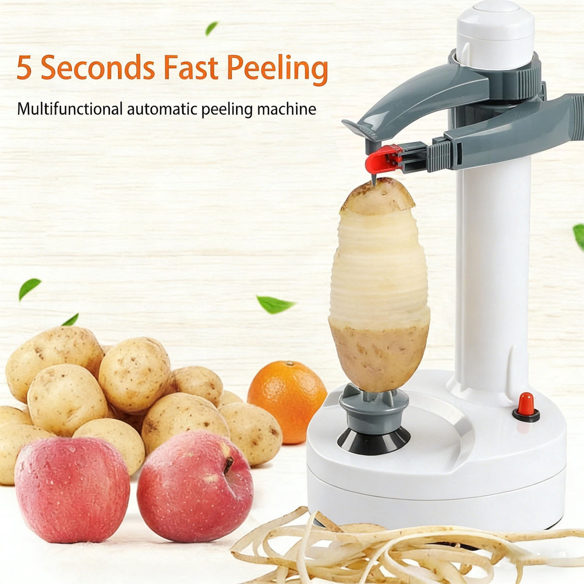 Electric Potato Peeler, Automatic Rotating Apple Peeler Potato Peeling Machine with 10 Replacement Blades, Multifunction Fruit & Vegetable Cutter, Electric Apple Pear Skin Peeling Machine, White