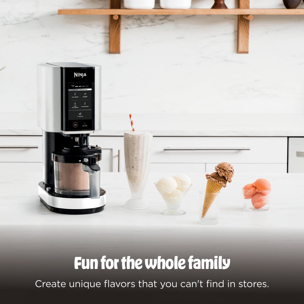 Ninja Creami Ice Cream Maker, for Mix-ins, Milkshakes, Sorbet, 5 One-Touch Programs, (2) 16 Oz Pint Containers & Lids, NC350 White