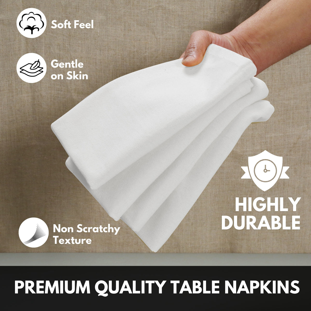 Softopia Cotton Dinner Table Fabric Napkins 17"x17", Set of 12 - Light Blue