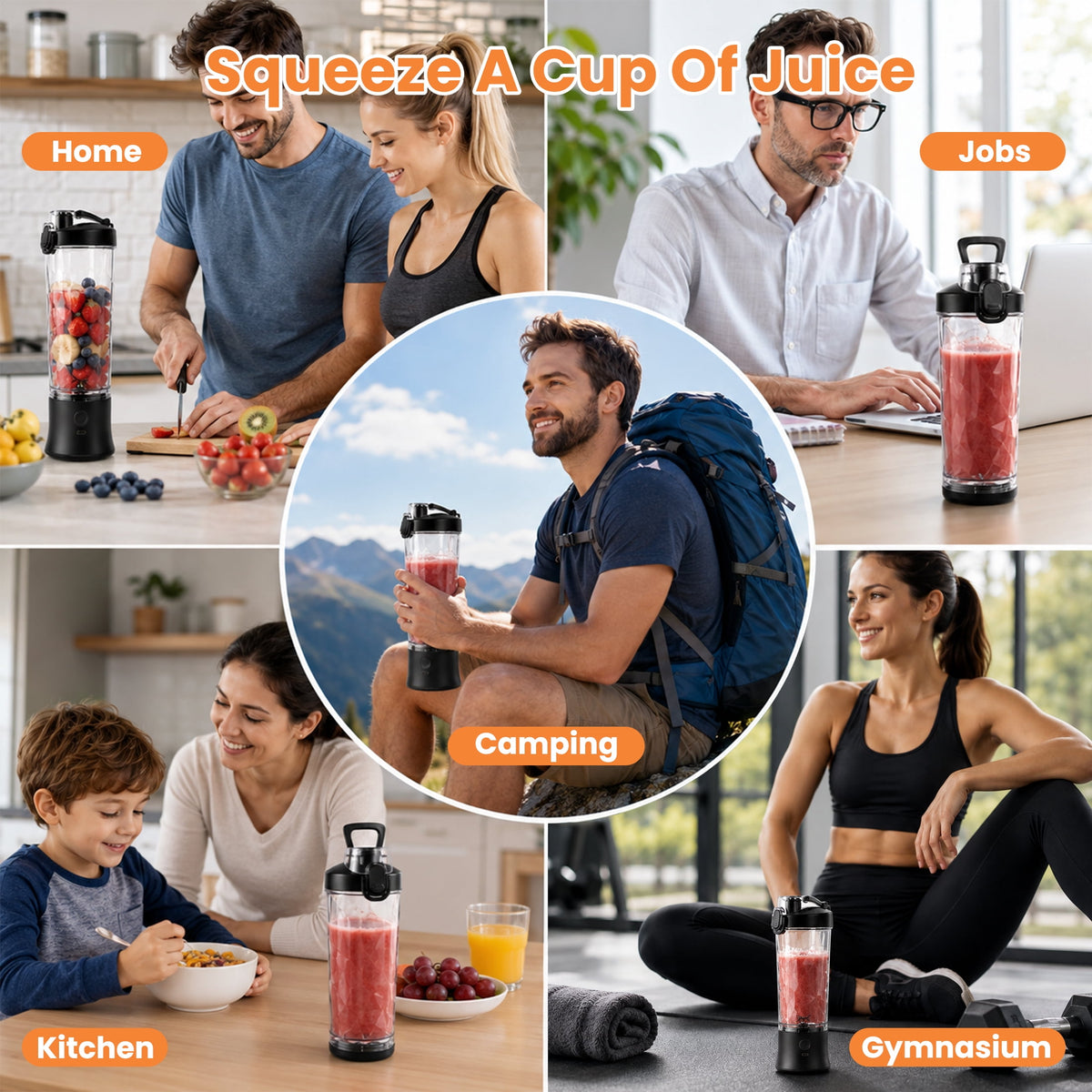 ORFELD Personal Portable Blender, Small Kitchen Appliances Blender Cup for Shakes and Smoothies Rechargeable Shaker Bottle, 20oz