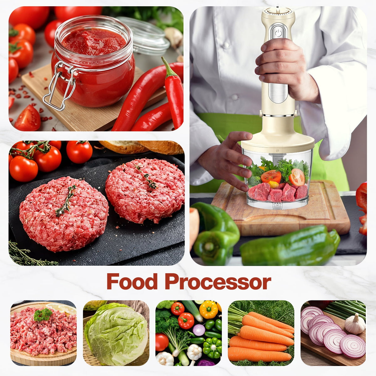 1100W Immersion Blender, 21-Speed Hand Blender with Turbo Mode, 5-in-1 Stick Blender for Smoothies, Baby Food, Soups, Purees, Black