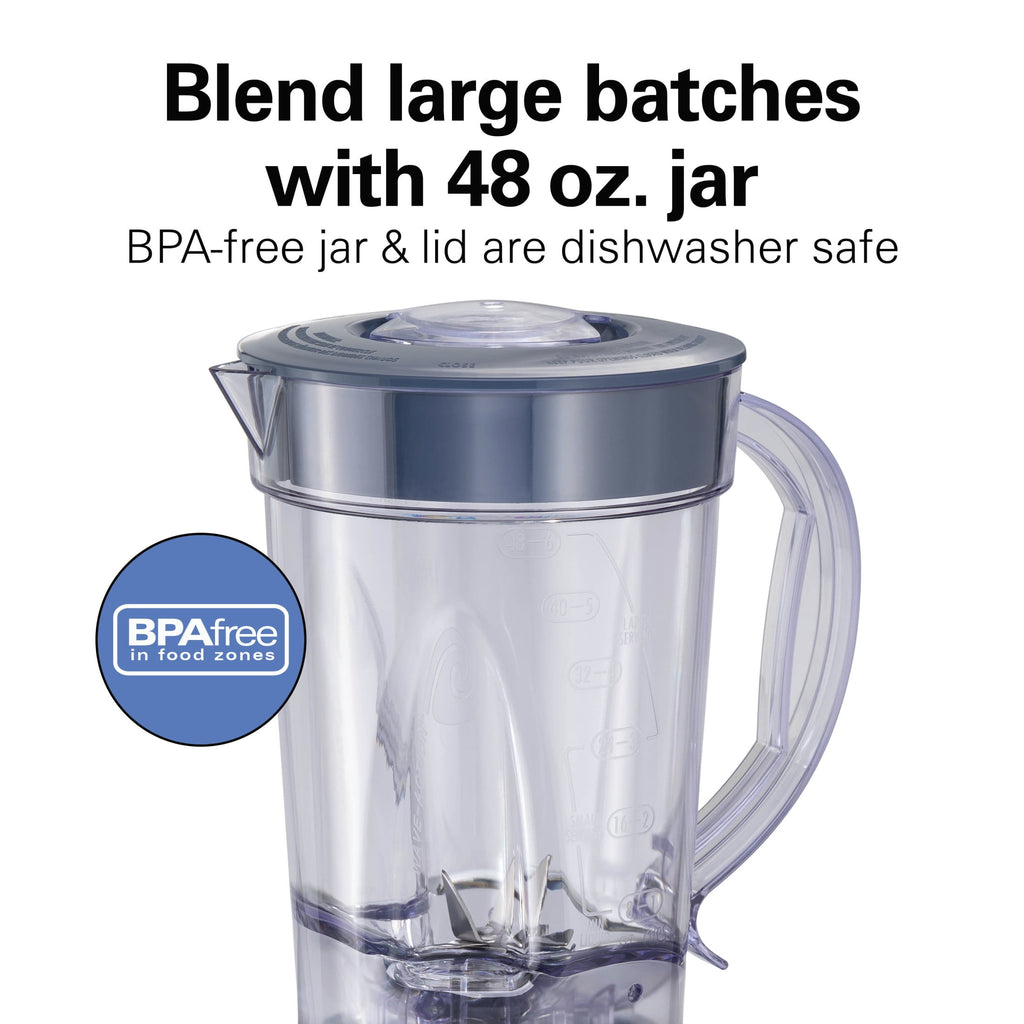 Hamilton Beach Smoothie Blender, 48 oz BPA-Free Jar 650 W 12-Function Countertop Blender for Kitchen, Black