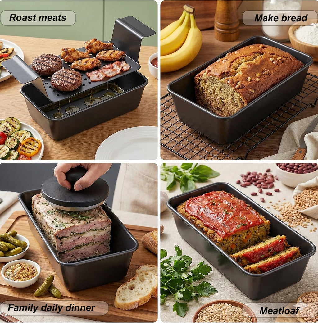 LIMICAR 2 Pack Meatloaf Pan with Drain Tray, Nonstick Baking Loaf Pan for Roasting Meat,Bread,Turkey Meatloaf,Reduce Fat and Keep Healthy,9 x 5 Inch