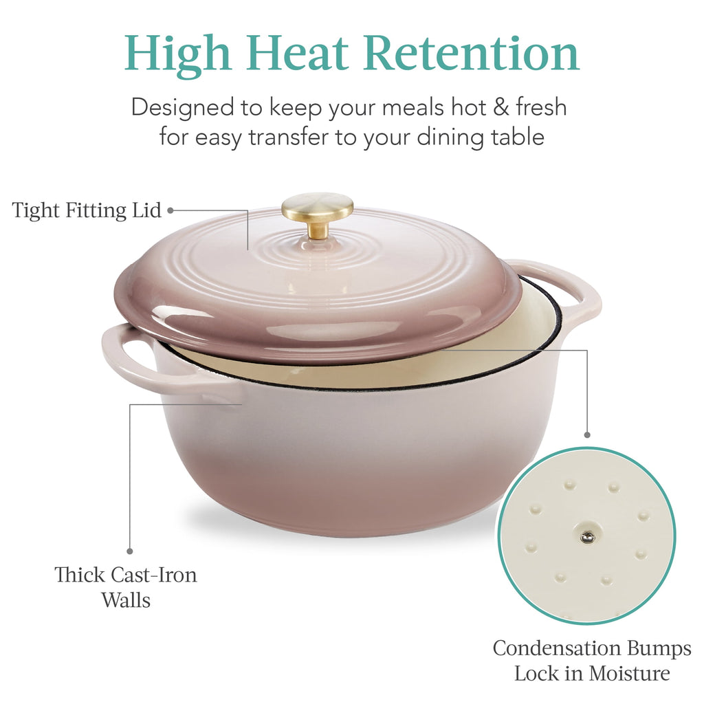 Best Choice Products 6 Quart Enamel Cast-Iron Dutch Oven, Heavy-Duty Cookware w/ Dual Handles, Lid - Cornflower Blue