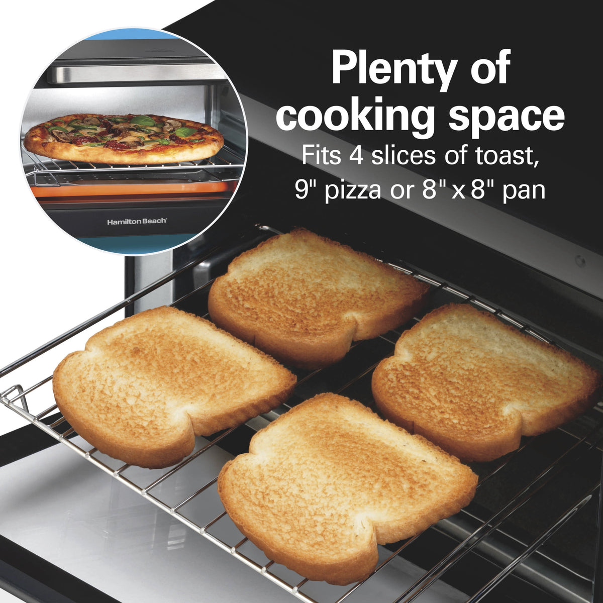 Hamilton Beach Sure-Crisp Air Fryer Toaster Oven with 4 Slice Capacity, Fits 9" Pizza, Black