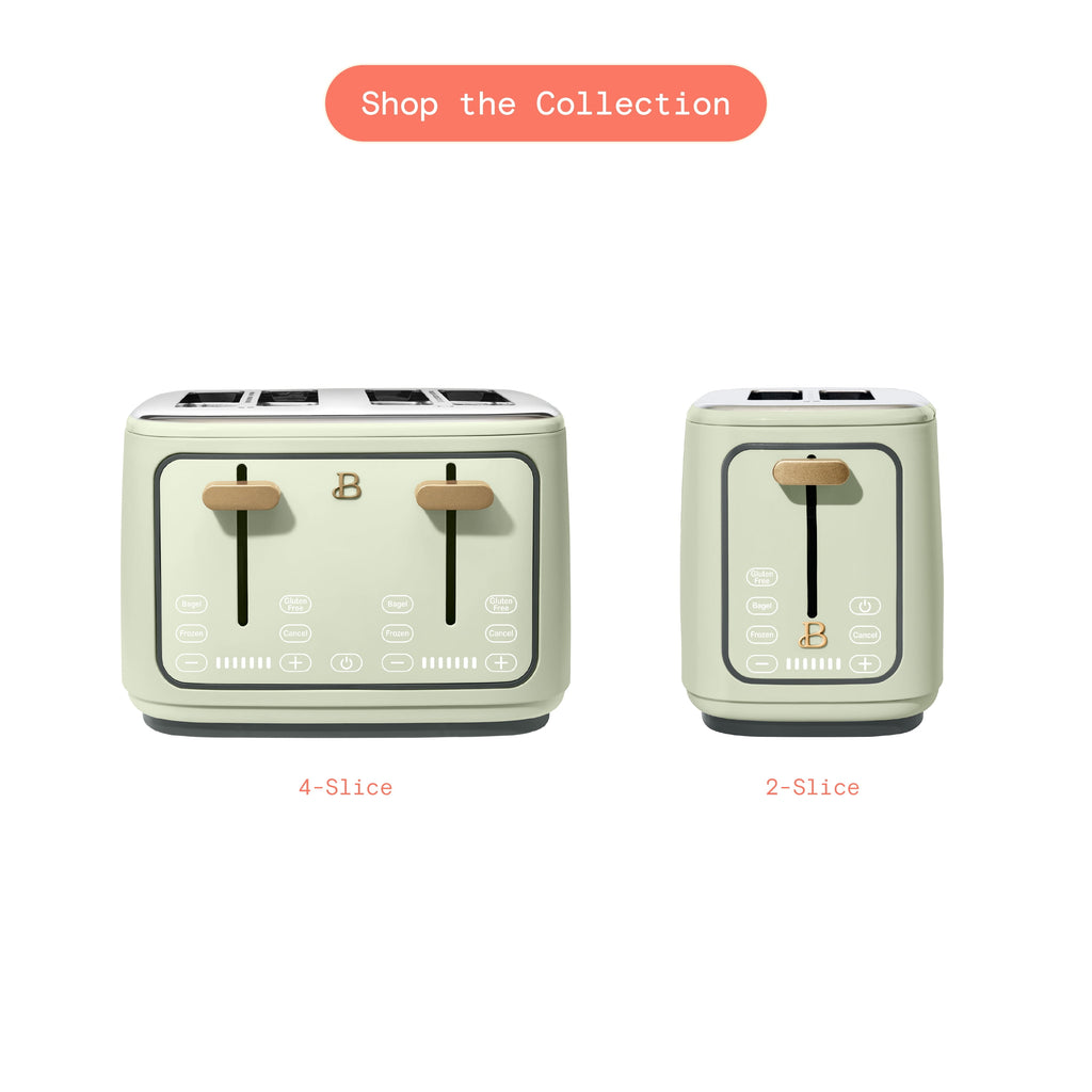 Beautiful 2 Slice Toaster with Touch-Activated Display, Thyme Green by Drew Barrymore