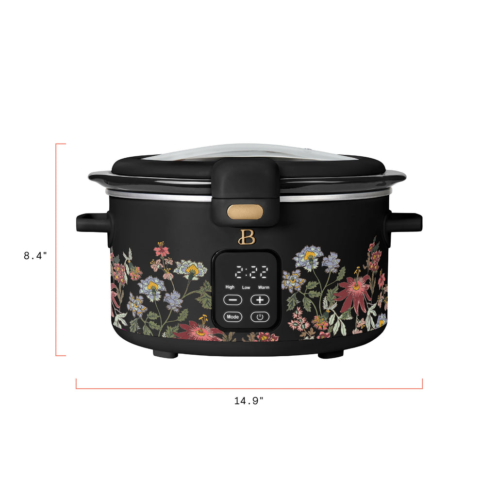 Beautiful 4 Qt Digital Slow Cooker with Hinged Locking Lid, Thyme Green by Drew Barrymore