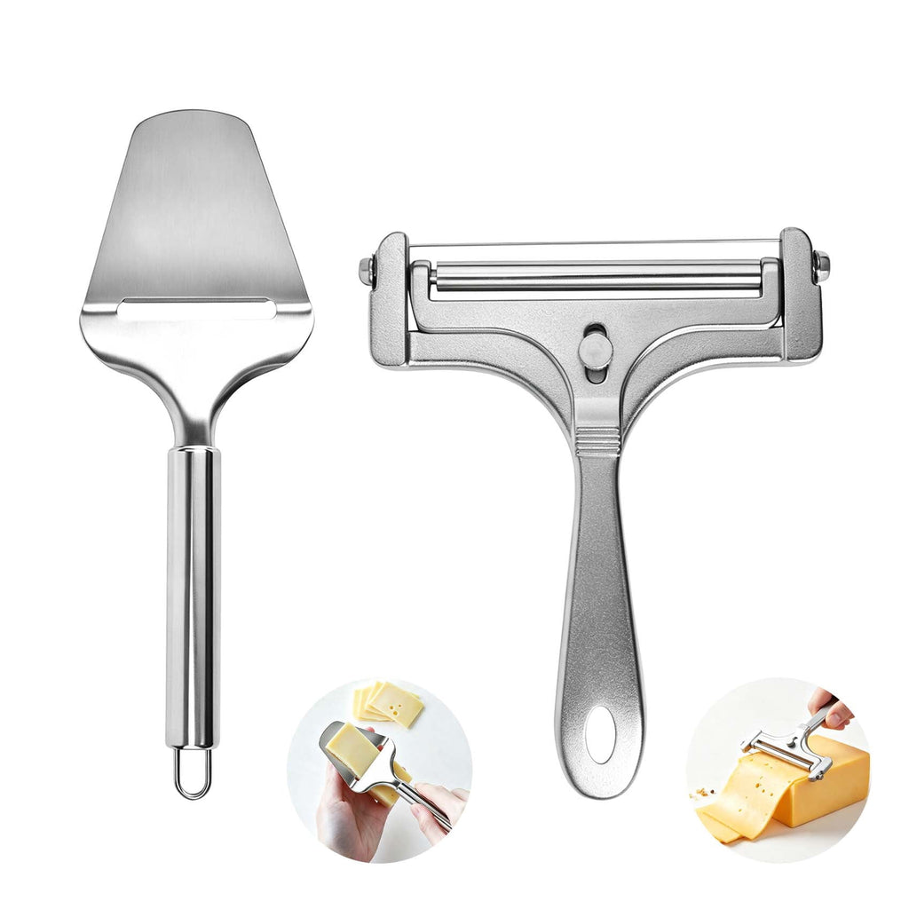 thovorrnl 2 Pcs Stainless Steel Cheese Slicer Set, Adjustable Wire Cutter