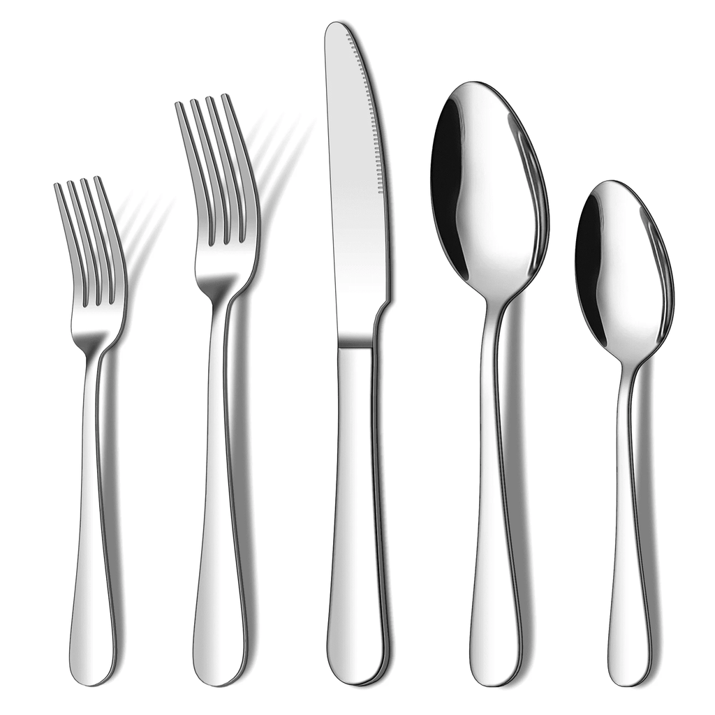 20 Piece Silverware Set, ENLOY Stainless Steel Solid Flatware Cutlery for 4, Modern & Elegant Design, High Quality Gift