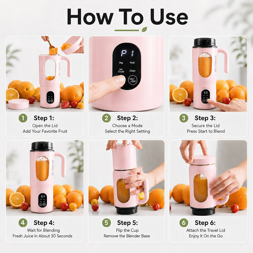 STARBIAO Portable Blender 19.6 oz Personal Juicer Cup, USB-C Rechargeable Mini Blender for Shakes & Smoothies, 12-Blade Stainless Steel, 4 Modes, Digital Display, Self-Cleaning, Beige