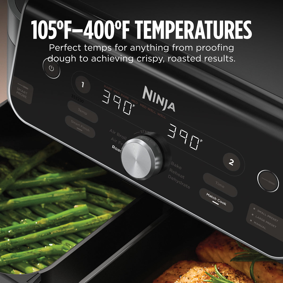 Ninja Foodi Air Fryer 10-Qt, 2 DualZone Baskets, 4-in-1, Smart Finish, Cook 2 Foods at Once, DZ950