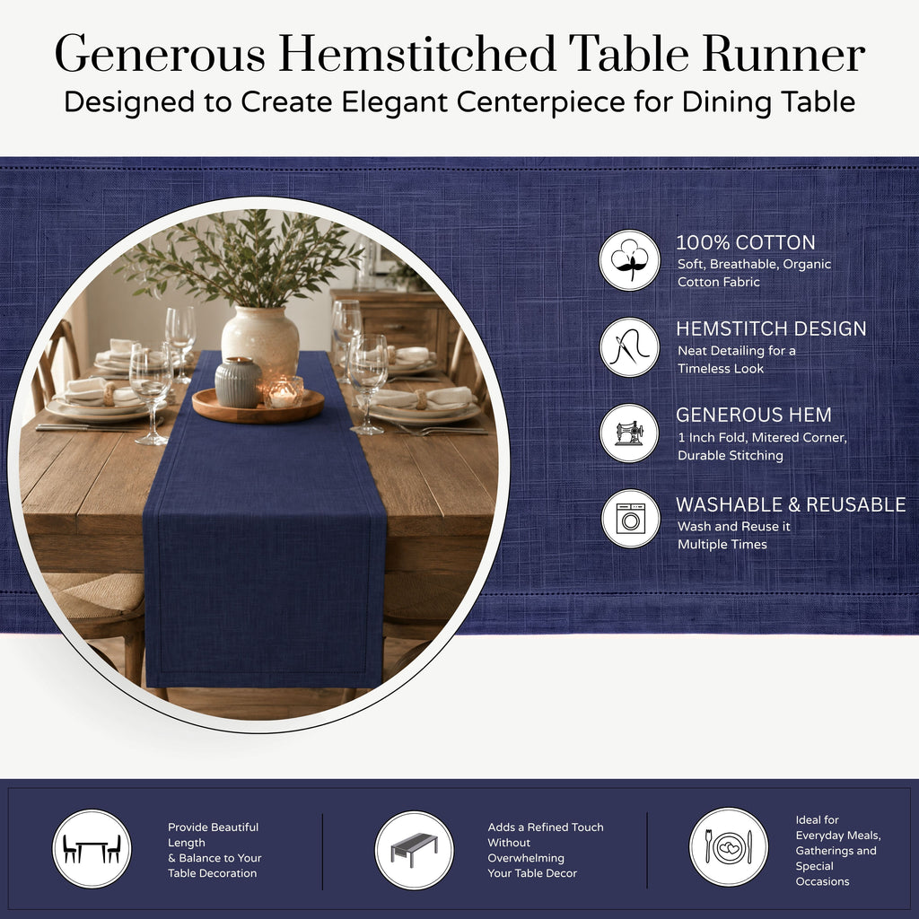 Fingercraft Table Runners, Cotton Dinner Table Centerpiece with Beautiful Premium Lace, Home and Dining Aqua-90