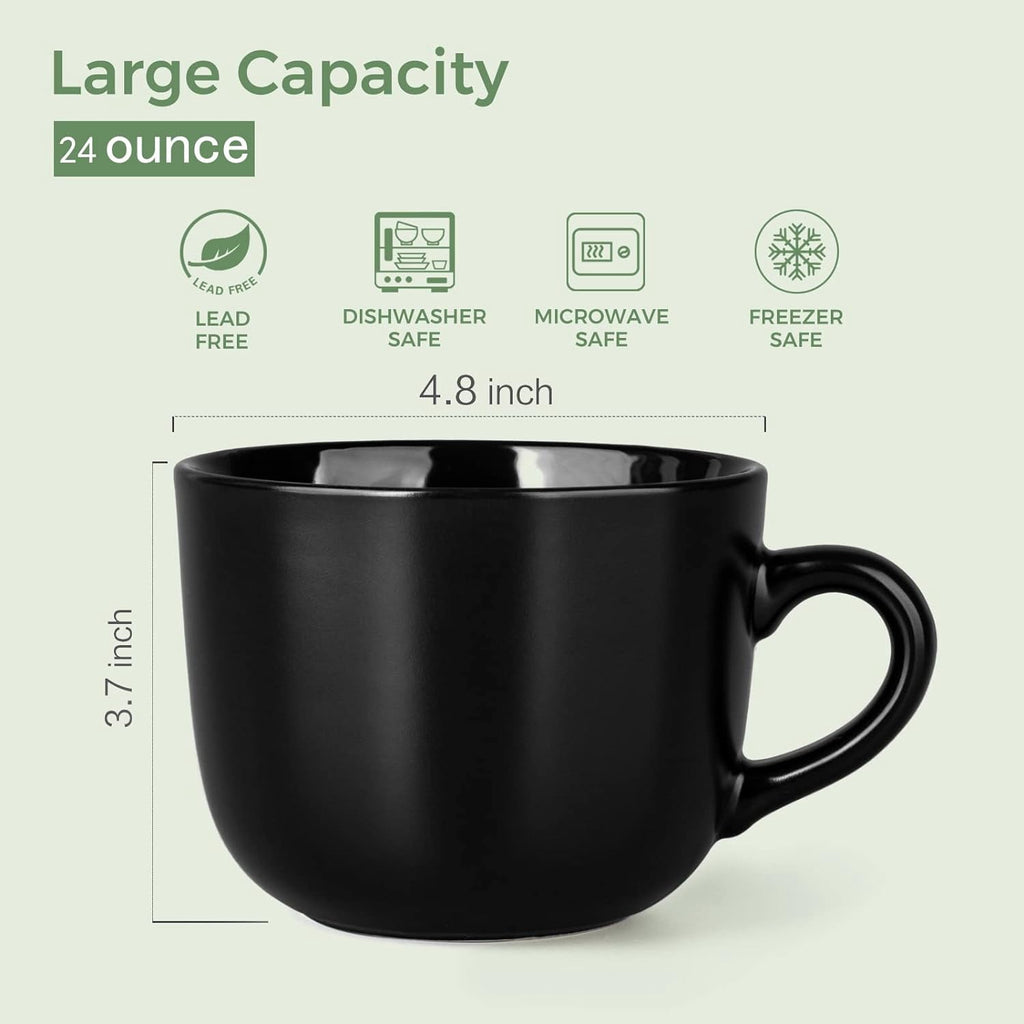 AmorArc 24 oz Soup Mugs with Handles, Jumbo Ceramic Bowls Mugs Set with handles for Coffee Cereal Cappuccino Snacks, Microwave&Dishwasher safe Soup Cups for Meal-Multicolor