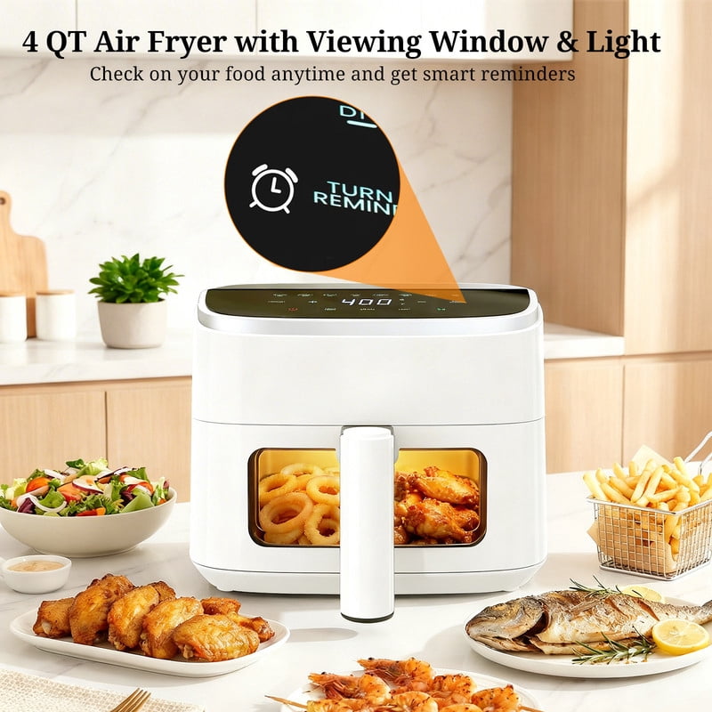 Simenmax Air Fryer, 6-Quart with Viewing Window, 12-in-1 Functions - Air Fry, Roast, Reheat, Dehydrate, Bake, Steam, and More, 400°F Max Temperature, Gray