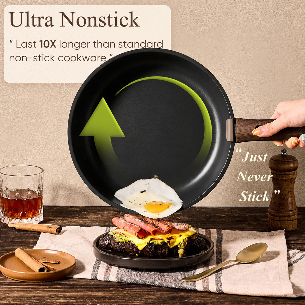 Carote 24-Piece Nonstick Cookware Set, Pots and Pans Set with Detachable Handle, Induction Compatible, Oven & Dishwasher Safe, Black