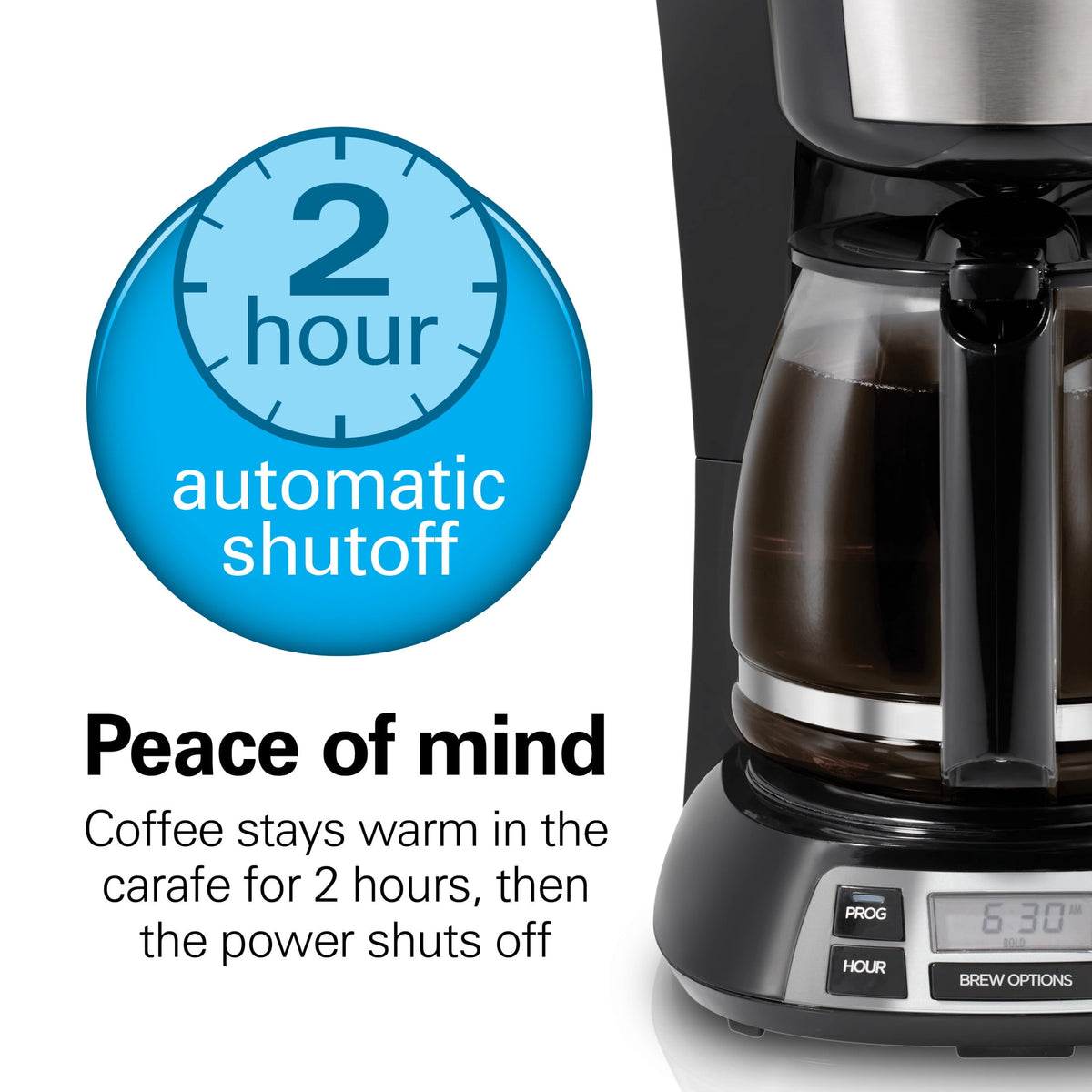 Hamilton Beach Bold Brew 12-Cup Programmable Drip Coffee Maker Machine with Glass Coffee Pot, Black
