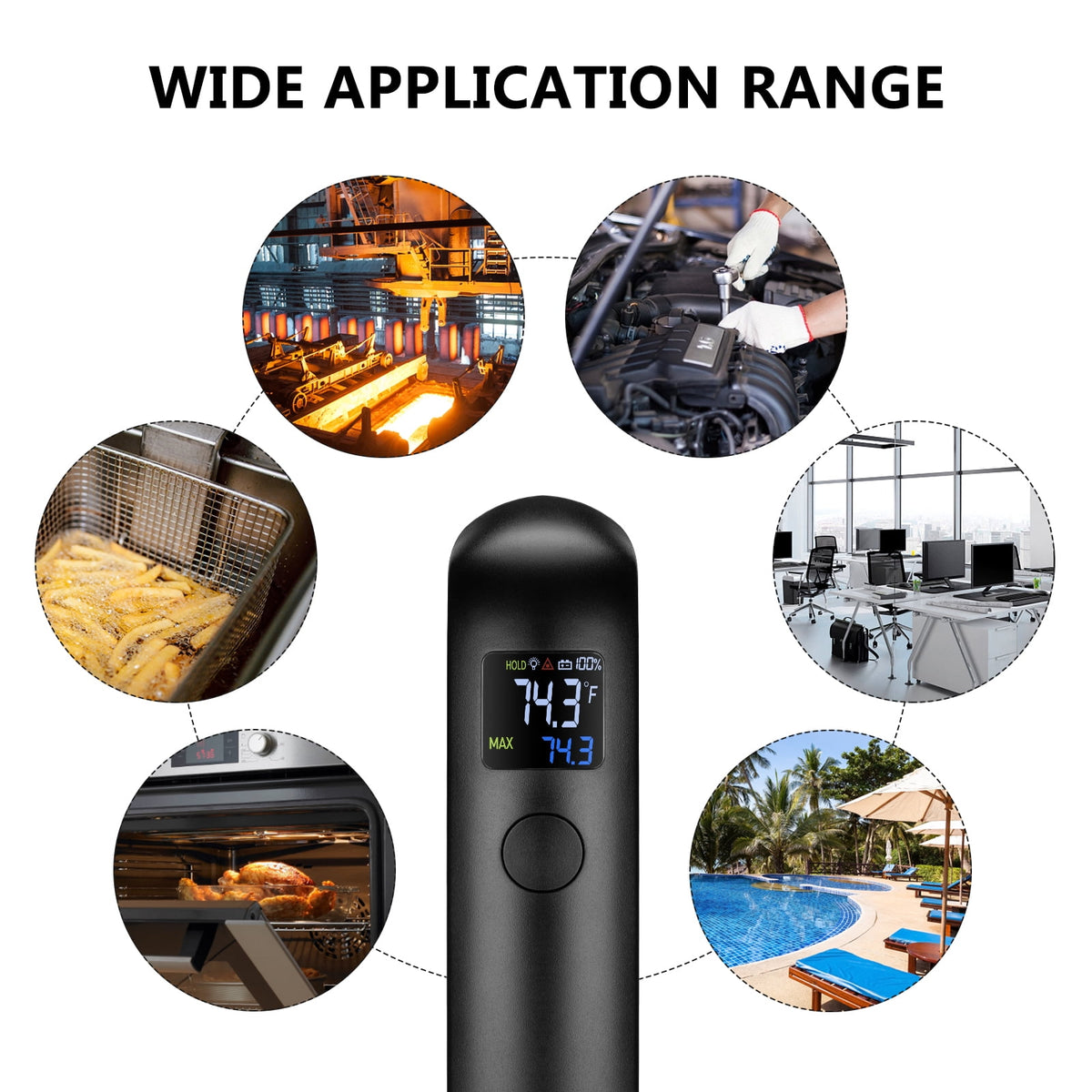 Inkbird Infrared Thermometer Gun temperature range from -58°F to 1022°F For Grilling, Brewing, Car Maintenance