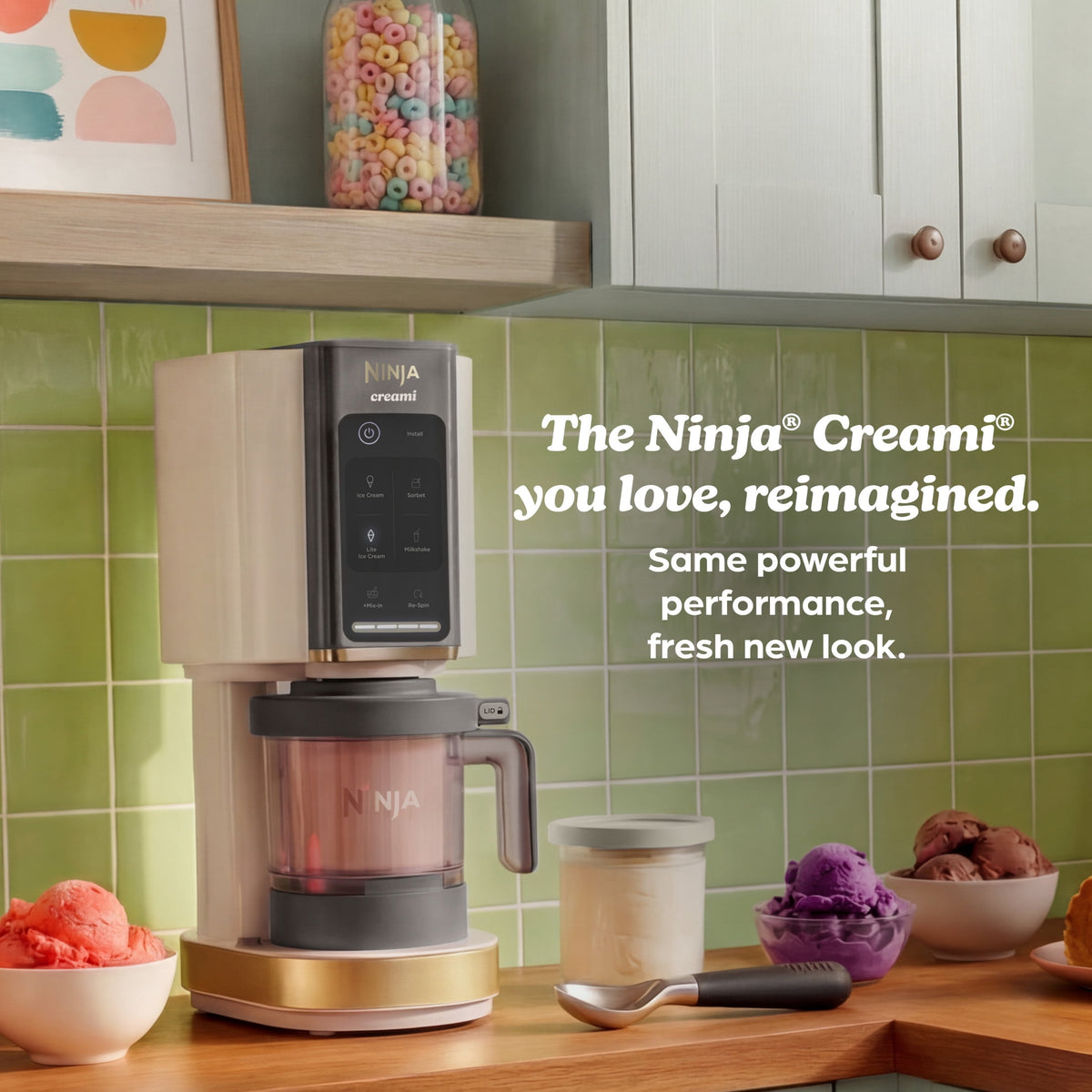 Ninja Creami Ice Cream Maker, for Mix-ins, Milkshakes, Sorbet, 5 One-Touch Programs, (2) 16 Oz Pint Containers & Lids, NC350 White