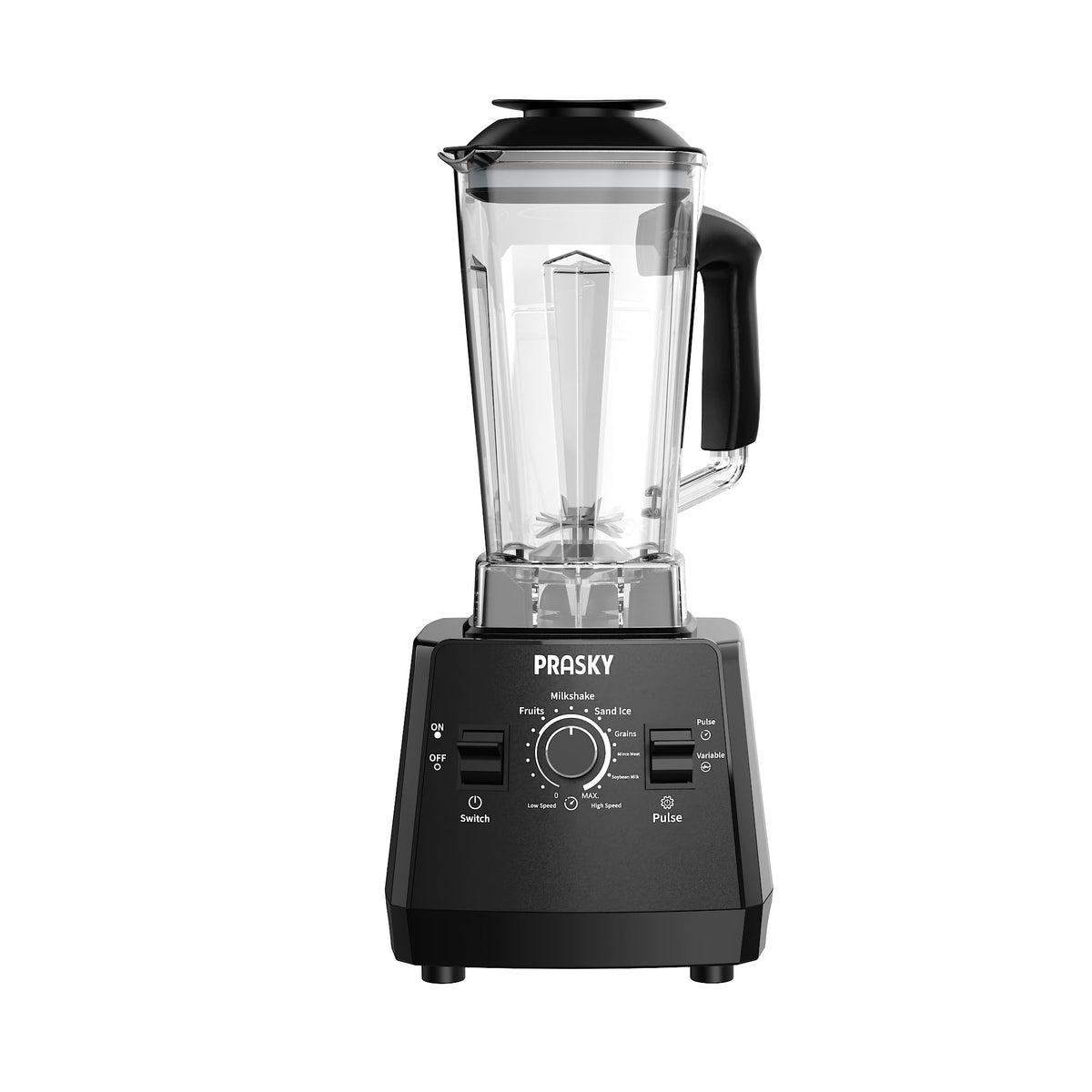 PRASKY Countertop Blender, 2-in-1 Professional Blender, 68oz Capacity 1000W 6 Speeds Blender for Kitchen with 25oz to-go Cup (Black)