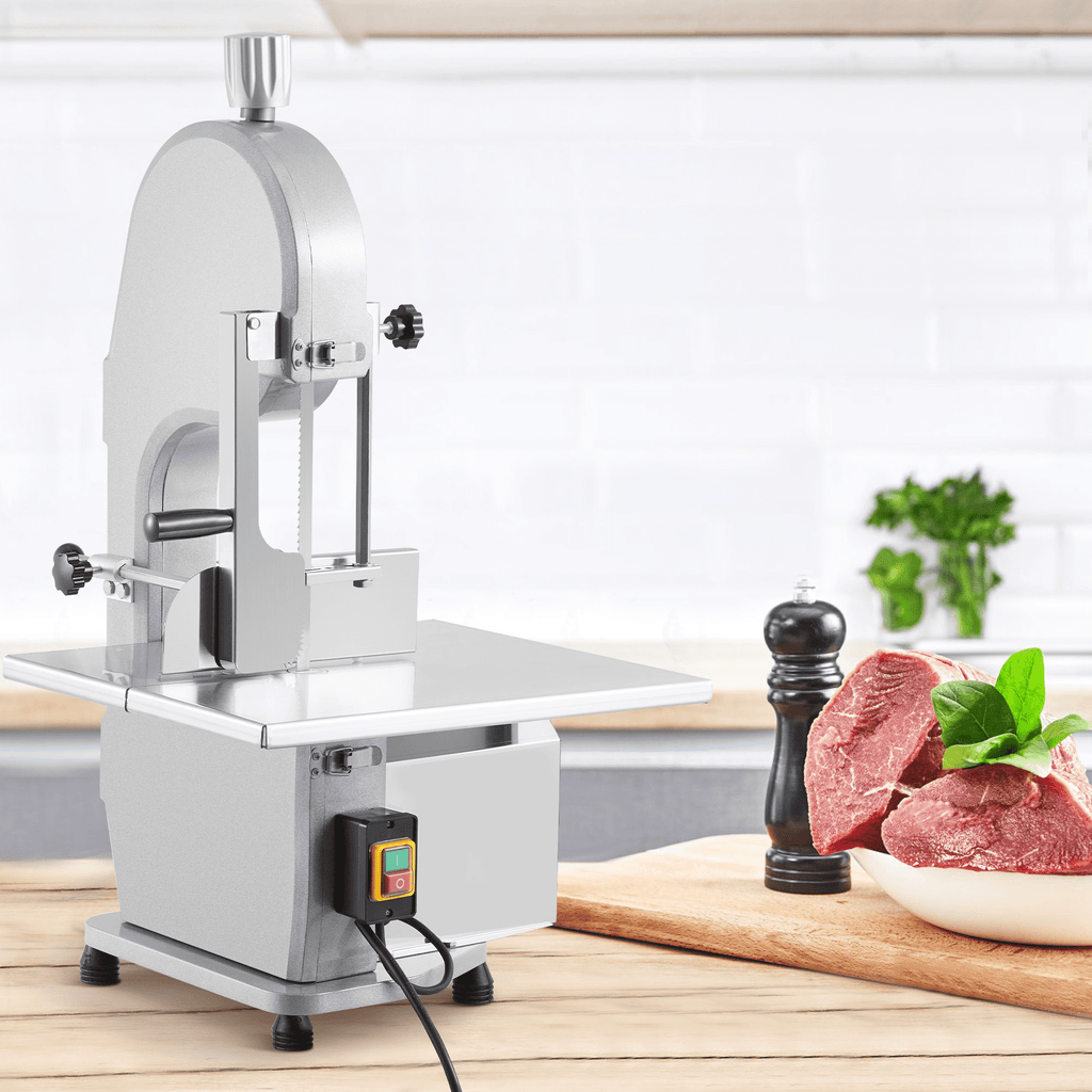 Memoryfield 1100W Electric Bone Saw Machine for Frozen Meat, 0.16-7.09" Cutting Thickness, 19.3" x 15" Tabletop Meat Cutter with 5 Blades for Beef, Chicken, Fish & Trotters