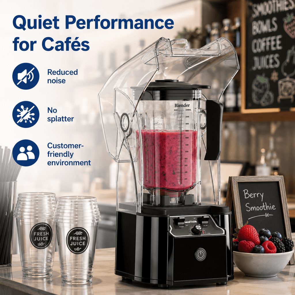 WantJoin Blender-Commercial Blender with Soundproof Shield, Enclosure 2200W ,Quiet Professional-Grade Power,Self-Cleaning,Gray