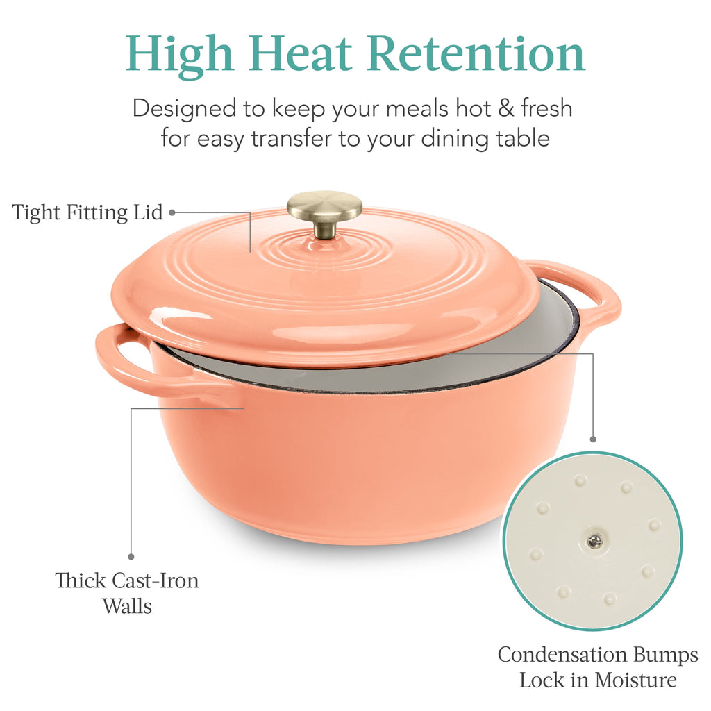 Best Choice Products 6 Quart Enamel Cast-Iron Dutch Oven, Heavy-Duty Cookware w/ Dual Handles, Lid - Cornflower Blue