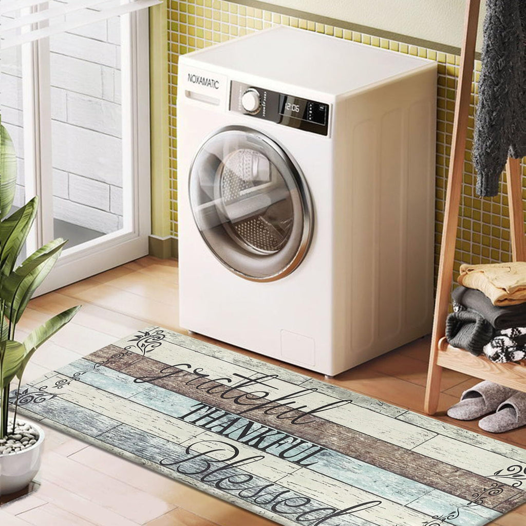 Findosom 2pcs Kitchen Rug Set, 18"x30"+18"x47" Non-slip Anti-Fatigue Kitchen Mats Farmhouse Waterproof Kitchen Runner,Ergonomic Comfort Cushioned Standing Mat for Floor,Home,Office,Sink,Laundry Blue