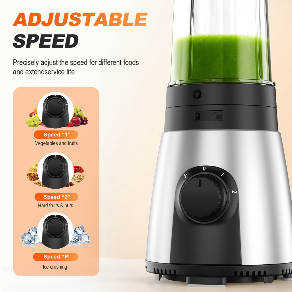 TINANA Single Serve Blender with 20oz & 10oz Cups, Portable Smoothie Maker with Grinder Cup, Personal Drink Mixer Blender, Dishwasher-Safe Cups