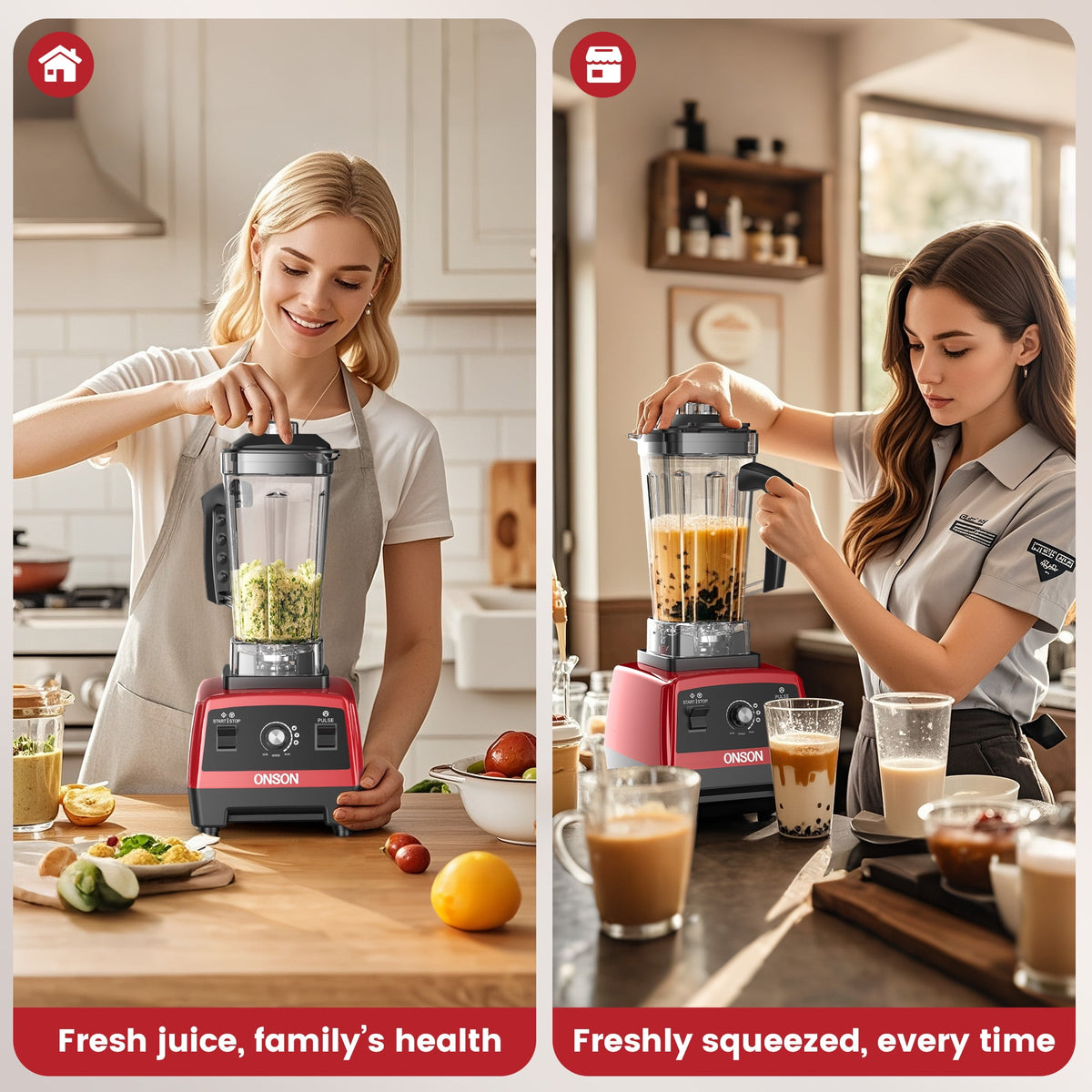 ONSON Smoothie Blender, 1800W High-Speed Countertop Blender, 70 Oz BPA-Free Jar for Shakes, Smoothies, Frozen Drinks & Ice Crushing