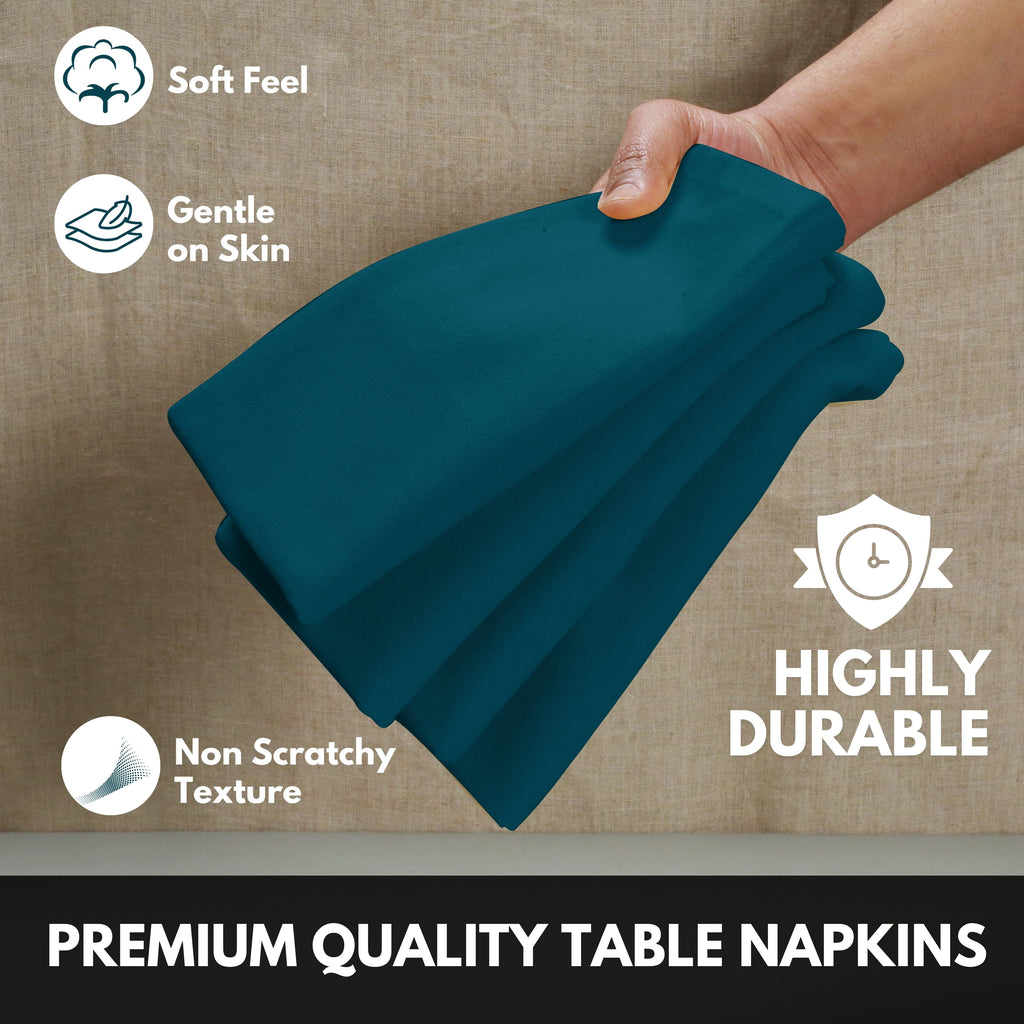Softopia Cotton Dinner Table Fabric Napkins 17"x17", Set of 12 - Light Blue